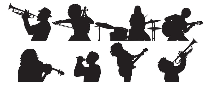 musician silhouette set vector