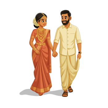 Illustration of South Indian Wedding Couple png