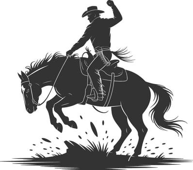 Cowboy riding a horse silhouette illustration vector