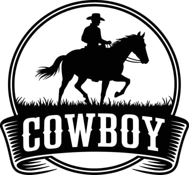 Cowboy logo with a horse and rider vector