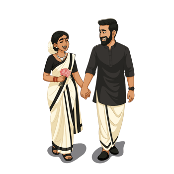 Illustration of Indian Couple in Traditional Dress png