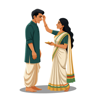 Illustration of Sister Applying Tikka to Brother png