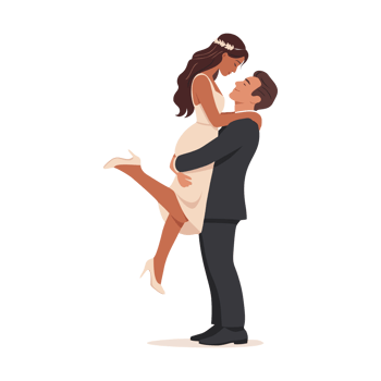 Illustration of Groom Lifting Bride png
