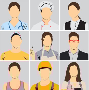 Illustration of various professions and workers vector