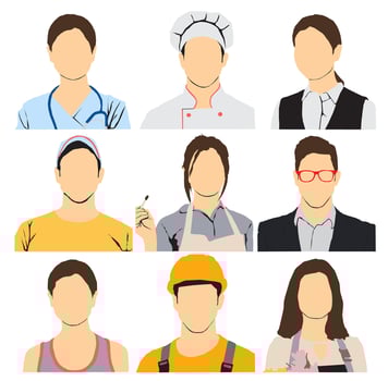 Illustrations of various professionals vector