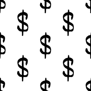 sketch doodle Seamless pattern with dollar currency symbol for decorative print, wrapping paper, greeting cards, wallpaper and fabric vector