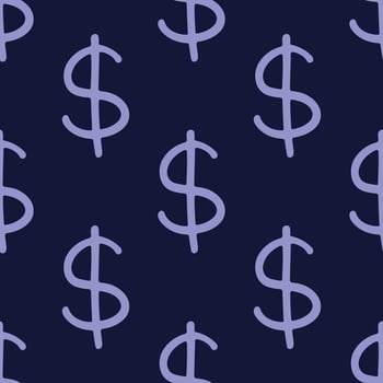 Seamless pattern with dollar currency symbol for decorative print, wrapping paper, greeting cards, wallpaper and fabric sketch cartoon vector