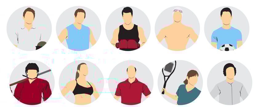 Group of diverse athletes in various sports vector