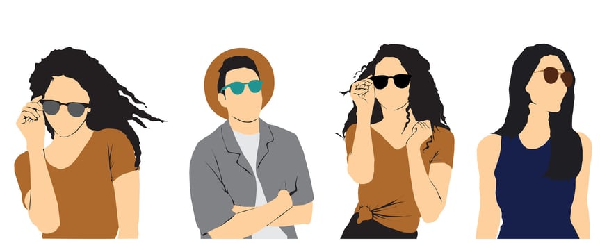 Stylish individuals wearing sunglasses vector