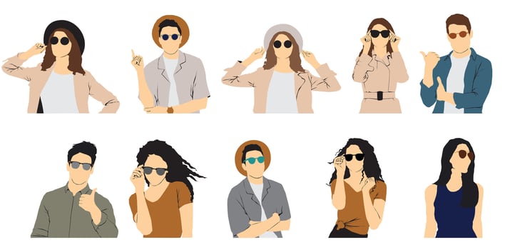 Diverse group of people with sunglasses vector