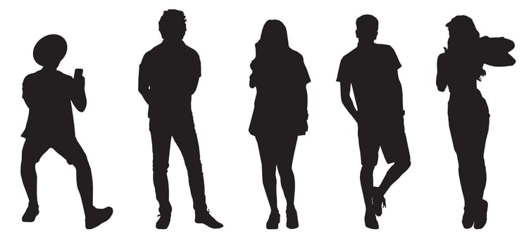people in summer cloths fullisolated silhouette vector