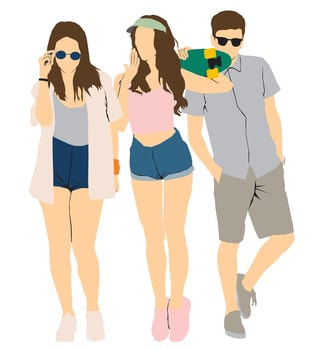 people in summer cloths full isolated vector