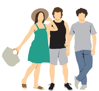 people in summer cloths full set vector