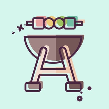 Icon BBQ. related to BBQ symbol. MBE style. design editable vector