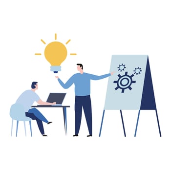 Professional training flat illustration. Education business concept. Course presentation tutorial. Private training. vector