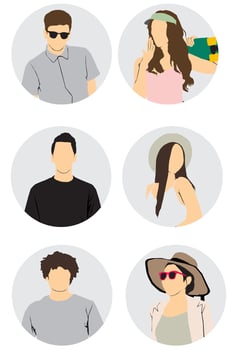 Illustration of young people with diverse styles vector