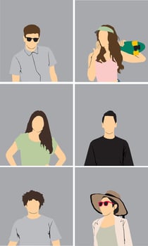 Trendy characters with unique styles vector