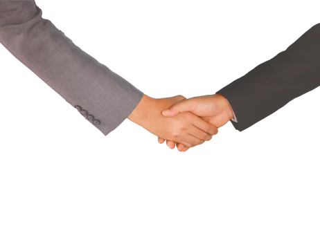 Businessmen making handshake hand cutout on transparent background png