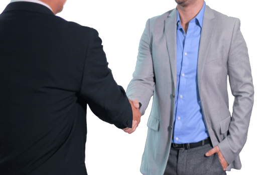 Two businessmen making handshake hand on transparent background file png