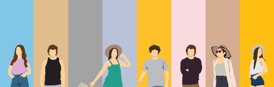 Stylized group of fashion models vector