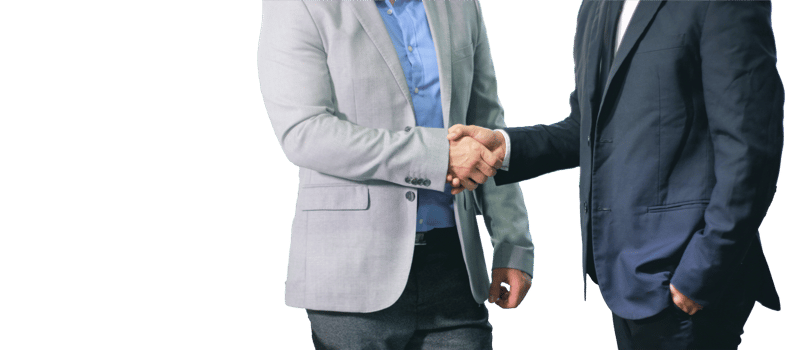 Two Businessmen making handshake hand on transparent background png