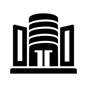 Grab this glyph style icon of mall building exterior vector