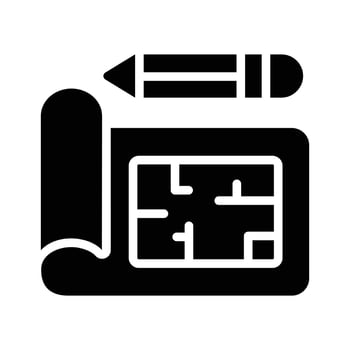 Here is a glyph style icon of architectural plan document vector