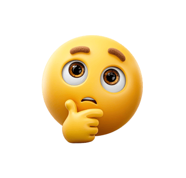 Yellow thinking emoji with hand on chin png