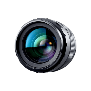 Close up of a professional camera lens. png