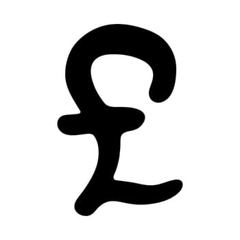 Pay Hand drawn british pound currency symbol. Brush stroke doodle. Single element for design vector