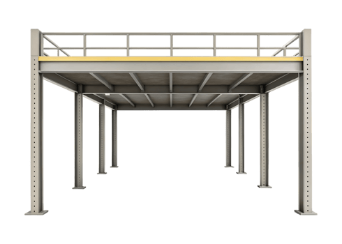 Elevated Metal Platform With Yellow Guardrail png