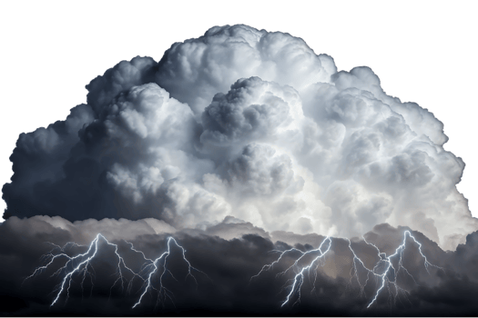 Large Cumulus Cloud with Powerful Lightning at Night png