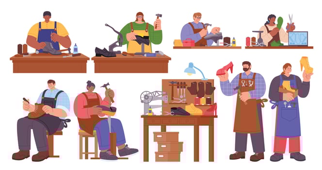 Illustration of shoemakers at work vector
