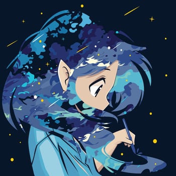 Character with galaxy hair illustration vector