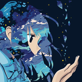 Girl with cosmic hair and stars vector