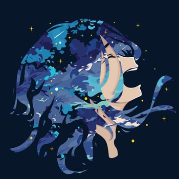 Cosmic hairstyle illustration with stars vector