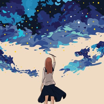Person painting a starry sky vector