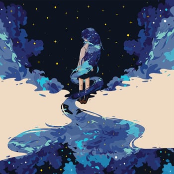 Girl in a galaxy illustration vector