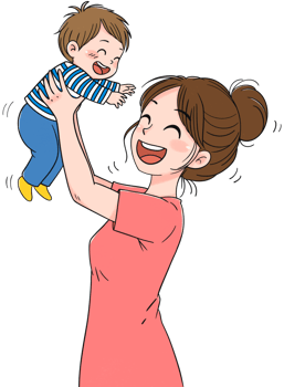 Mother holding up her child png