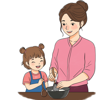 Mother and Daughter cooking png