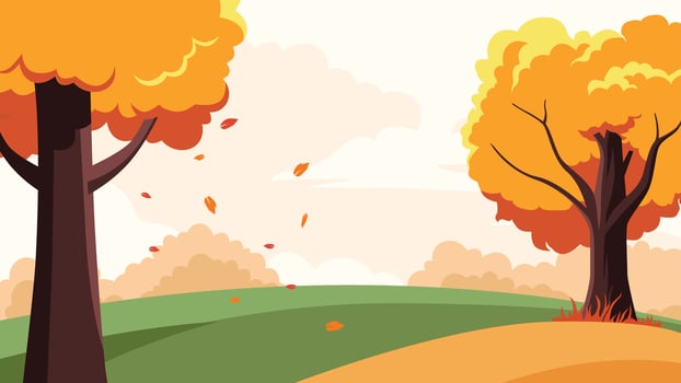 Golden Autumn Trees in a Quiet Urban Park vector