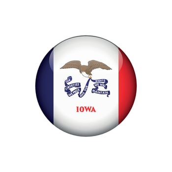 Iowa Round Circle Button Flag of the US States Template vector