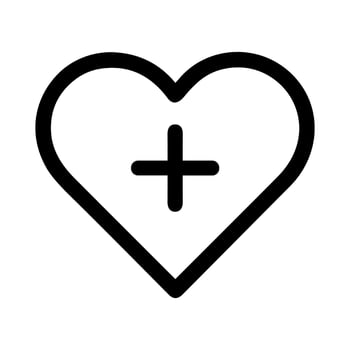 Simple Outline Heart with Plus Sign Shape Symbol Icon vector