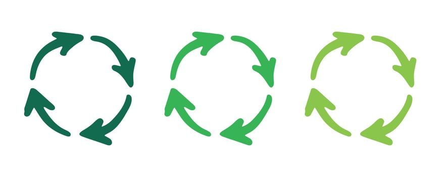 Hand drawn recycle arrow icon Recycling resources symbol Reuse of materials, zero waste, green environment, saving the planet eco isolated vector