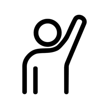 Minimalist Outline Handdrawn Person Raising Arm Upward Gesture Icon vector