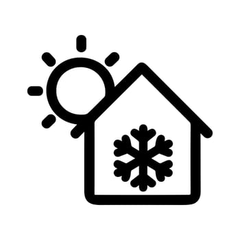 Simple Line House with Sun and Snowflake Icon Weather Concept vector