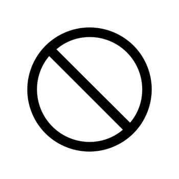 Simple Lineart Circle with Diagonal Bar Prohibition Sign Icon vector