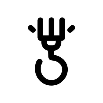 Minimalist Outline Crane Hook Icon Sign Symbol for Lifting Heavy Objects vector