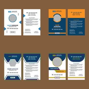 Modern ID Badge Design in a Bundle of Four. Creative Layout Display for Promotion. vector