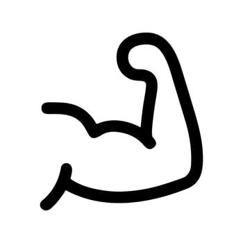 Simple Handdrawn Arm Muscle Outline Symbol Strength Icon Illustration vector